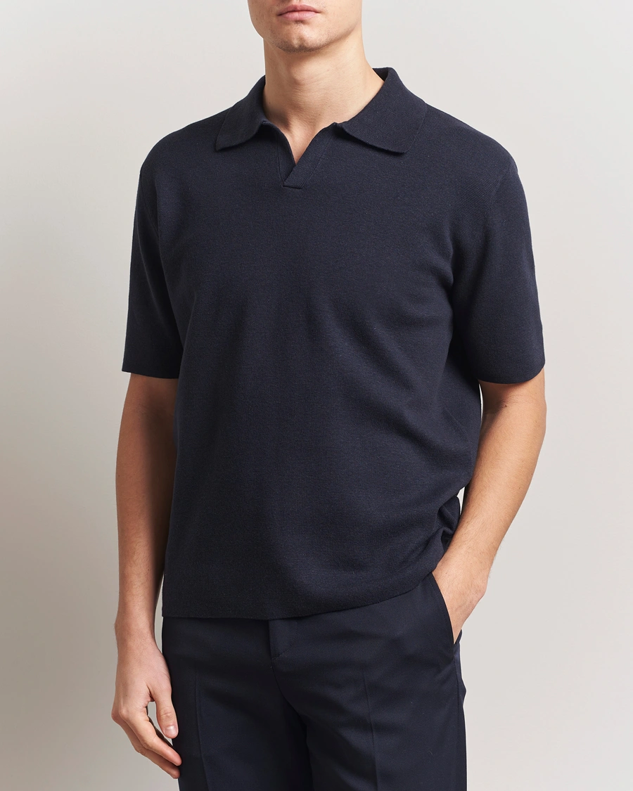Mies | Pikeet | Tiger of Sweden | Maelon Cotton/Linen Polo Light Ink
