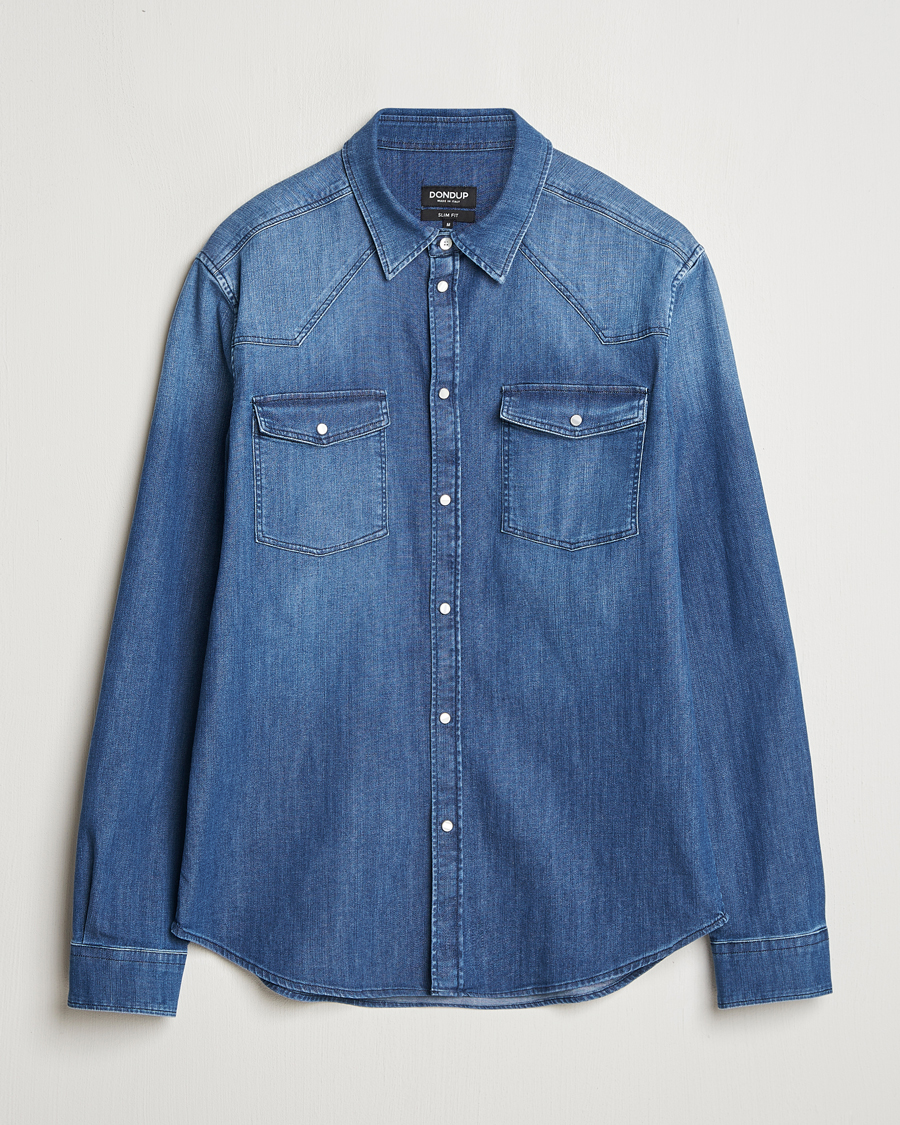 Mies | Kauluspaidat | Dondup | Slim Fit Pocket Denim Shirt Medium Blue