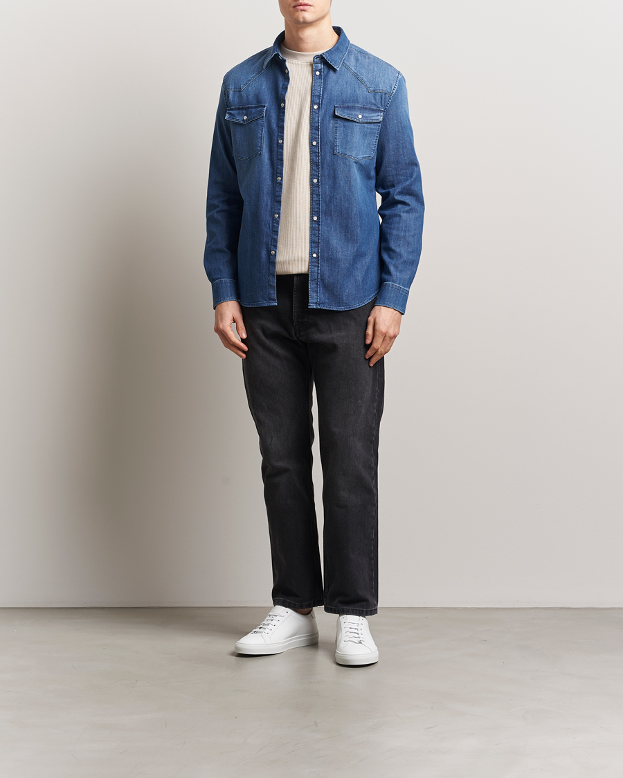 Mies | Kauluspaidat | Dondup | Slim Fit Pocket Denim Shirt Medium Blue