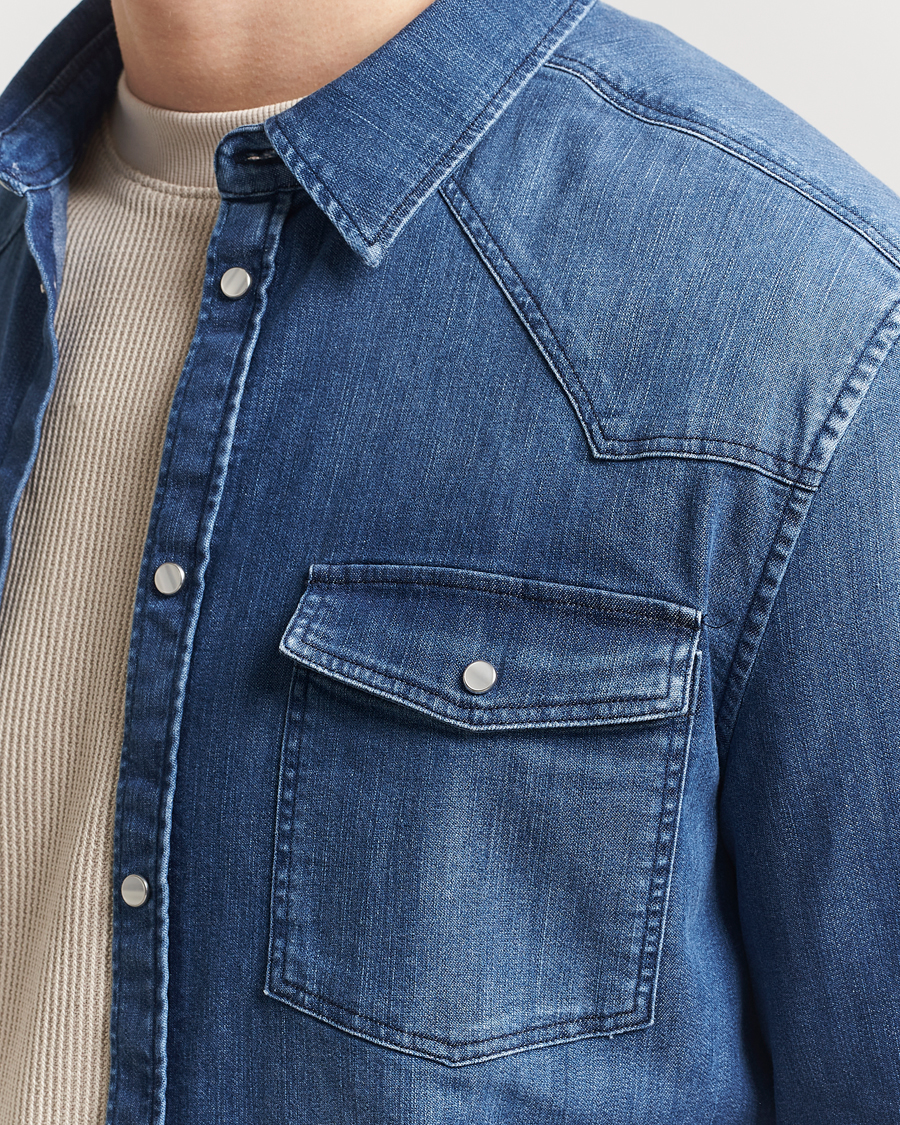 Mies | Kauluspaidat | Dondup | Slim Fit Pocket Denim Shirt Medium Blue