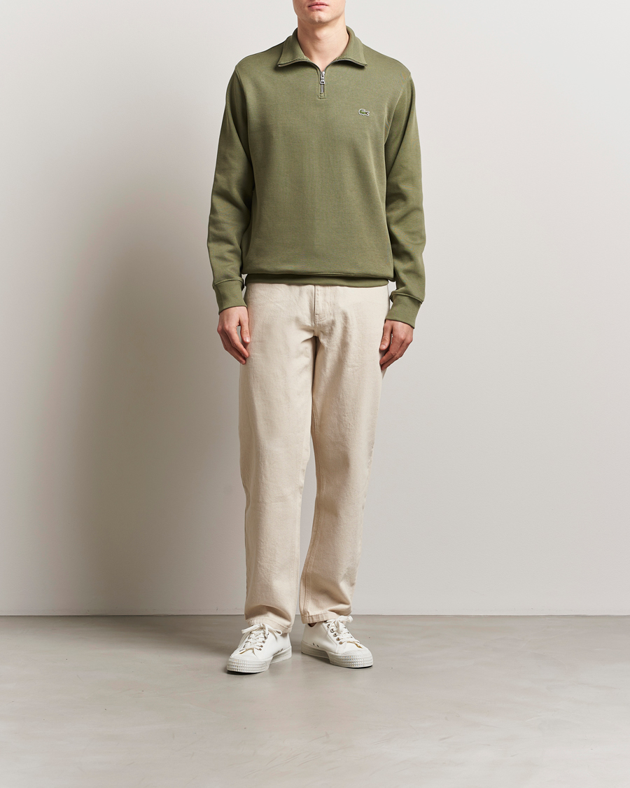 Mies | Puserot | Lacoste | Rib Interlock Half Zip Khaki
