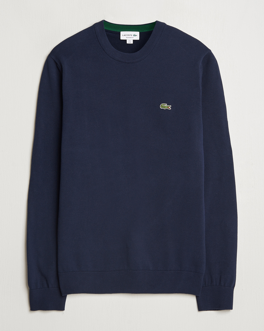 Mies | Puserot | Lacoste | Cotton Knitted Sweater Navy