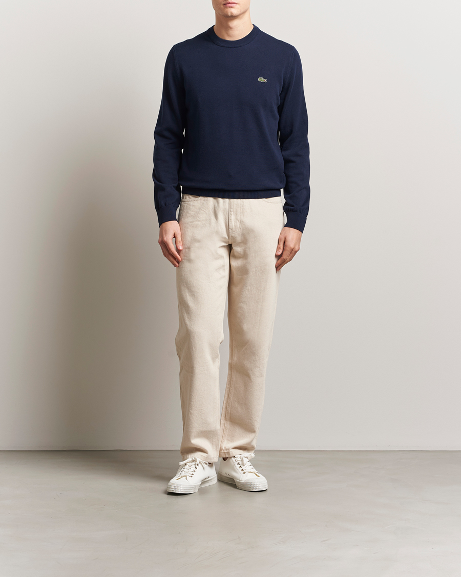 Mies | Puserot | Lacoste | Cotton Knitted Sweater Navy