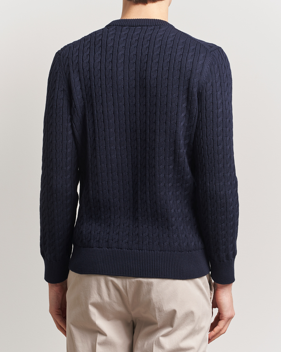 Mies | Puserot | Lacoste | Cotton Cable Sweater Navy Blue