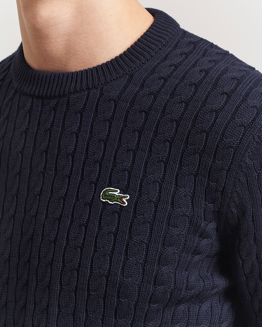 Mies | Puserot | Lacoste | Cotton Cable Sweater Navy Blue