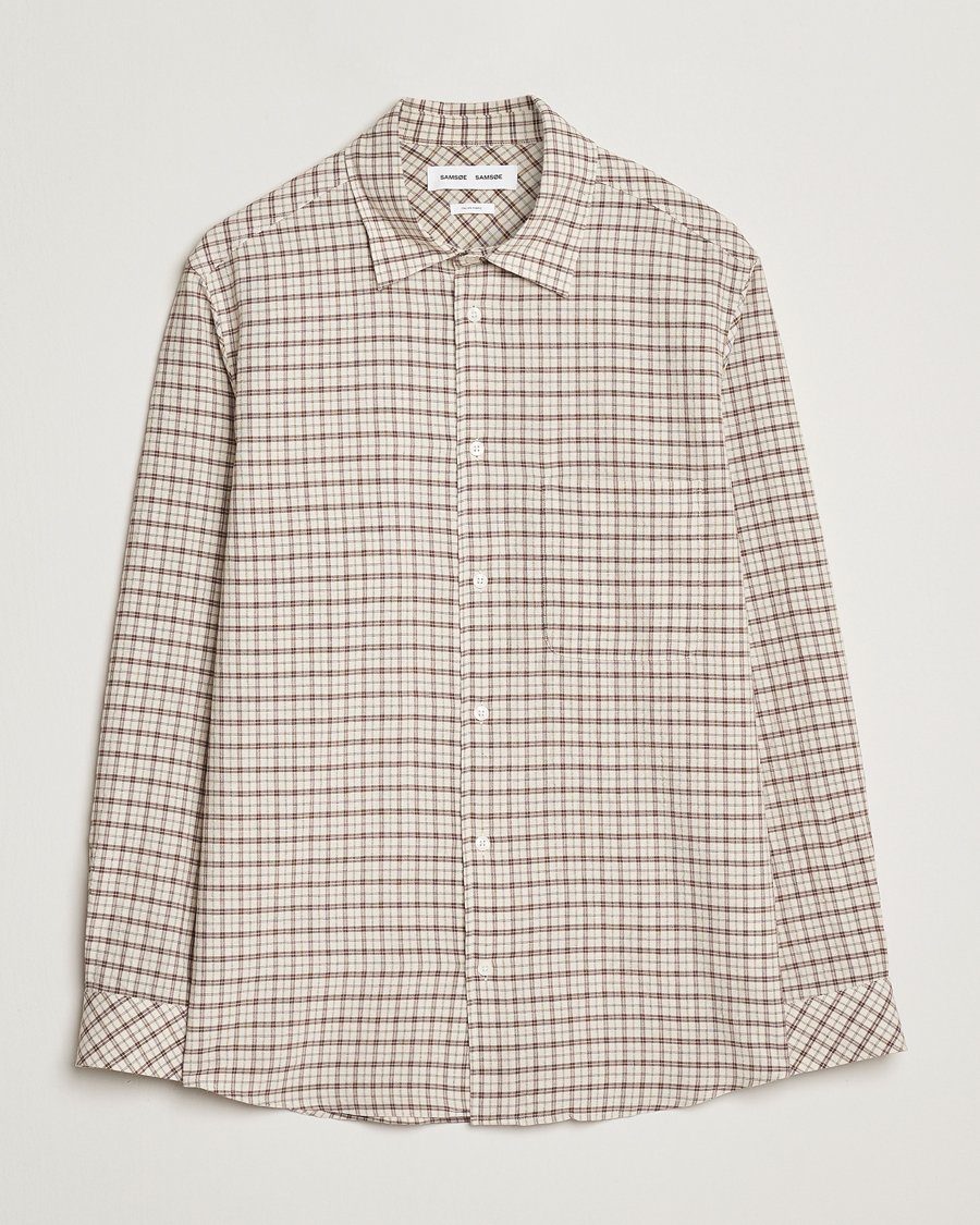 Mies | Kauluspaidat | Samsøe Samsøe | Damon Viscose/Cotton Checked Shirt Canteen