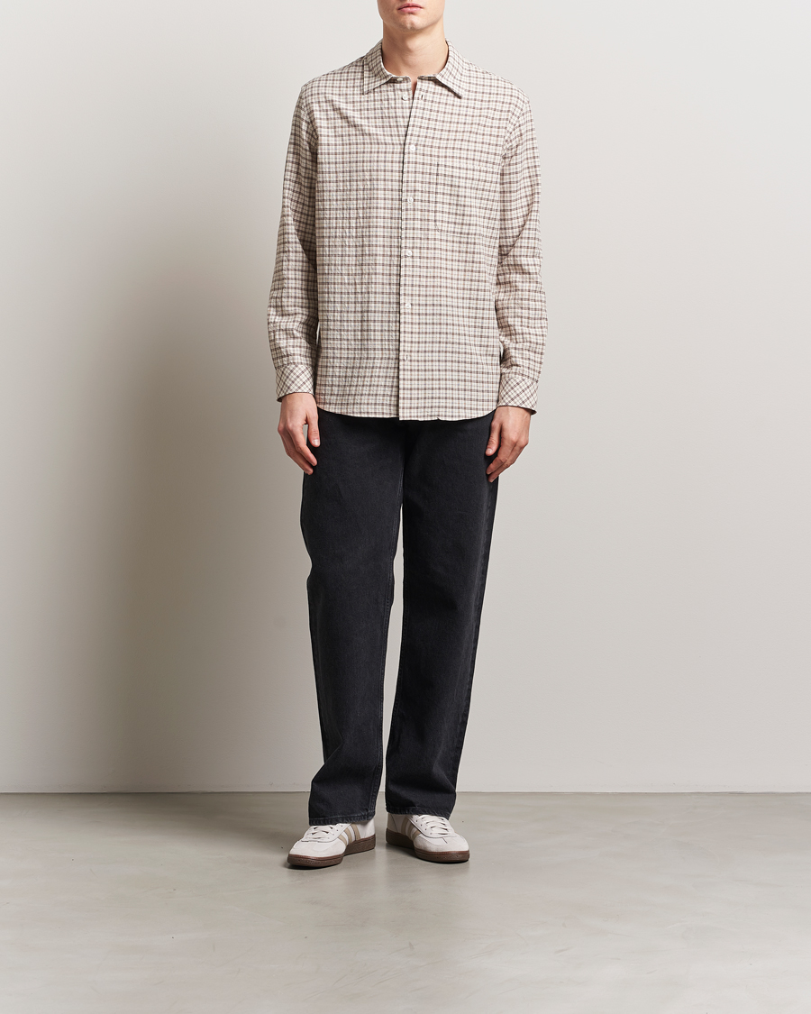Mies | Kauluspaidat | Samsøe Samsøe | Damon Viscose/Cotton Checked Shirt Canteen