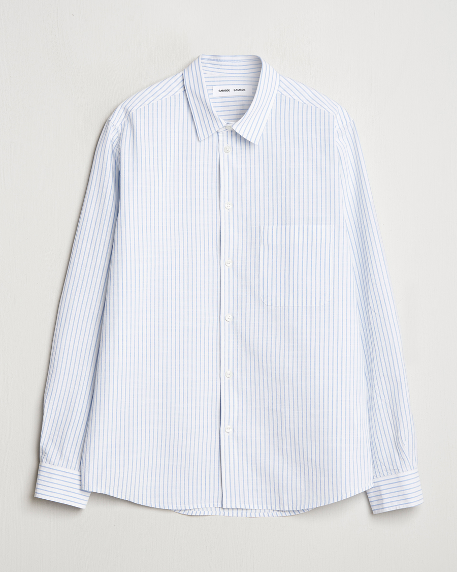 Mies | Kauluspaidat | Samsøe Samsøe | Ryan Cotton Striped Shirt Blue/White