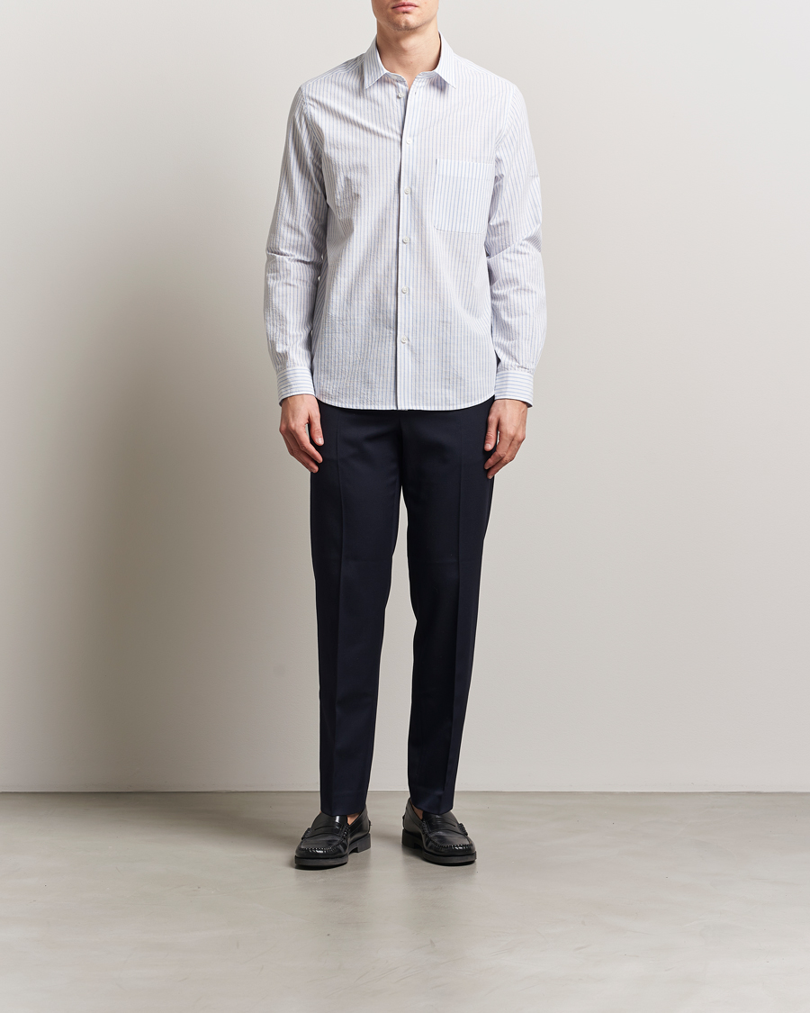 Mies | Kauluspaidat | Samsøe Samsøe | Ryan Cotton Striped Shirt Blue/White