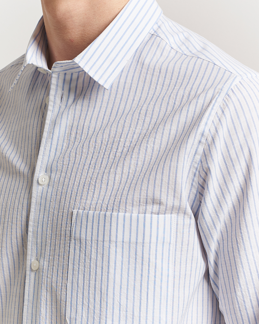 Mies | Kauluspaidat | Samsøe Samsøe | Ryan Cotton Striped Shirt Blue/White