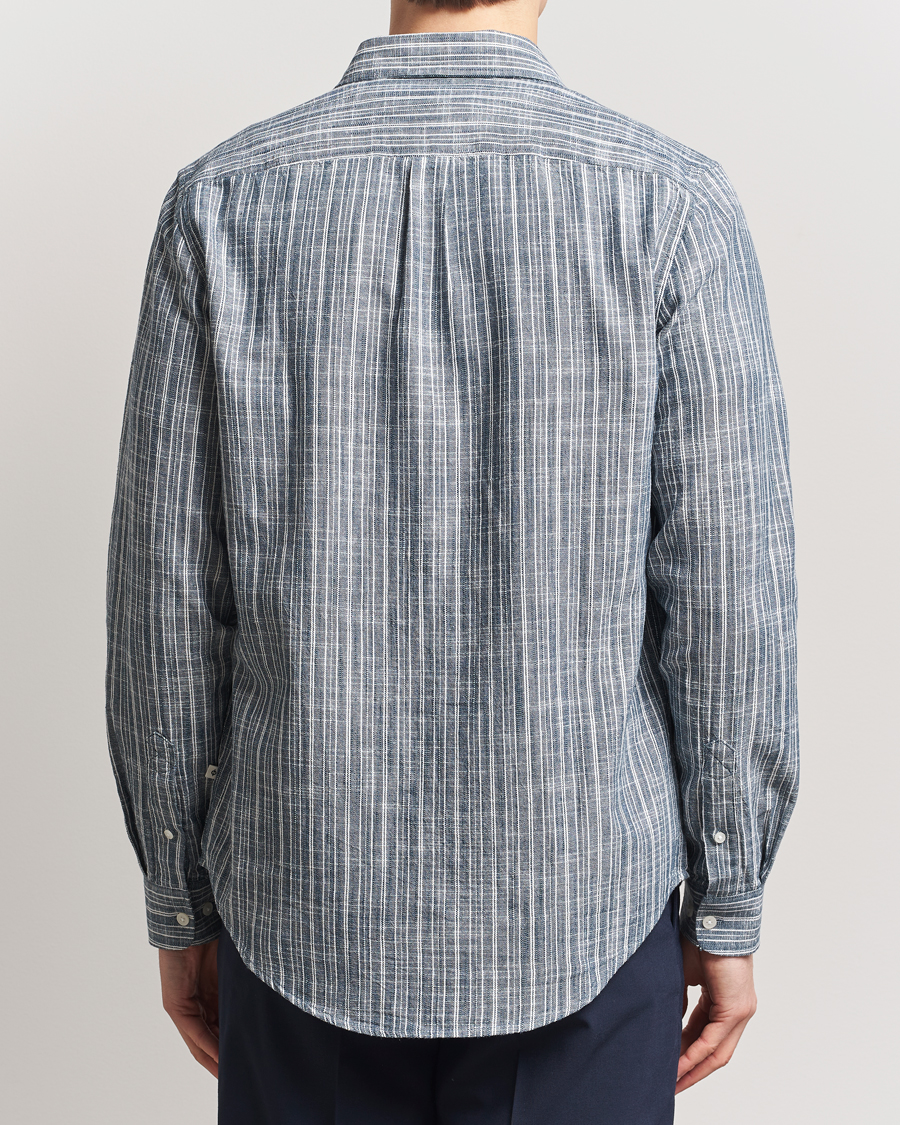 Mies | Kauluspaidat | Samsøe Samsøe | Liam Cotton/Linen Striped Shirt Orion Blue