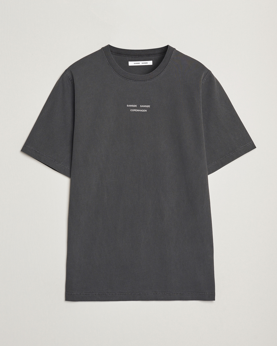 Mies | T-paidat | Samsøe Samsøe | Marcus Center Logo T Crew Neck T-Shirt Washed Black