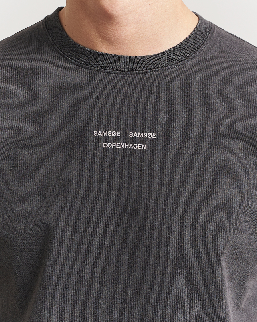 Mies | T-paidat | Samsøe Samsøe | Marcus Center Logo T Crew Neck T-Shirt Washed Black