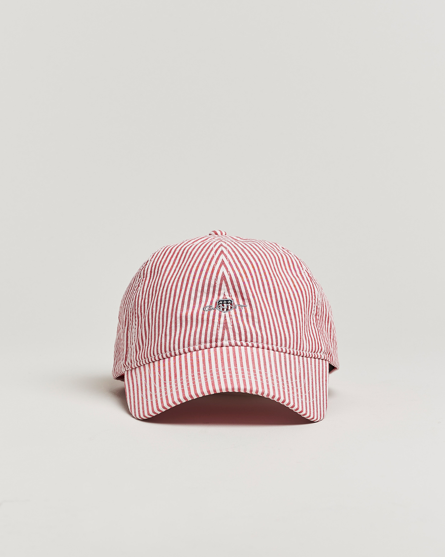 Mies | GANT Striped Seersucker Cap Ruby Red | Gant | Striped Seersucker Cap Ruby Red