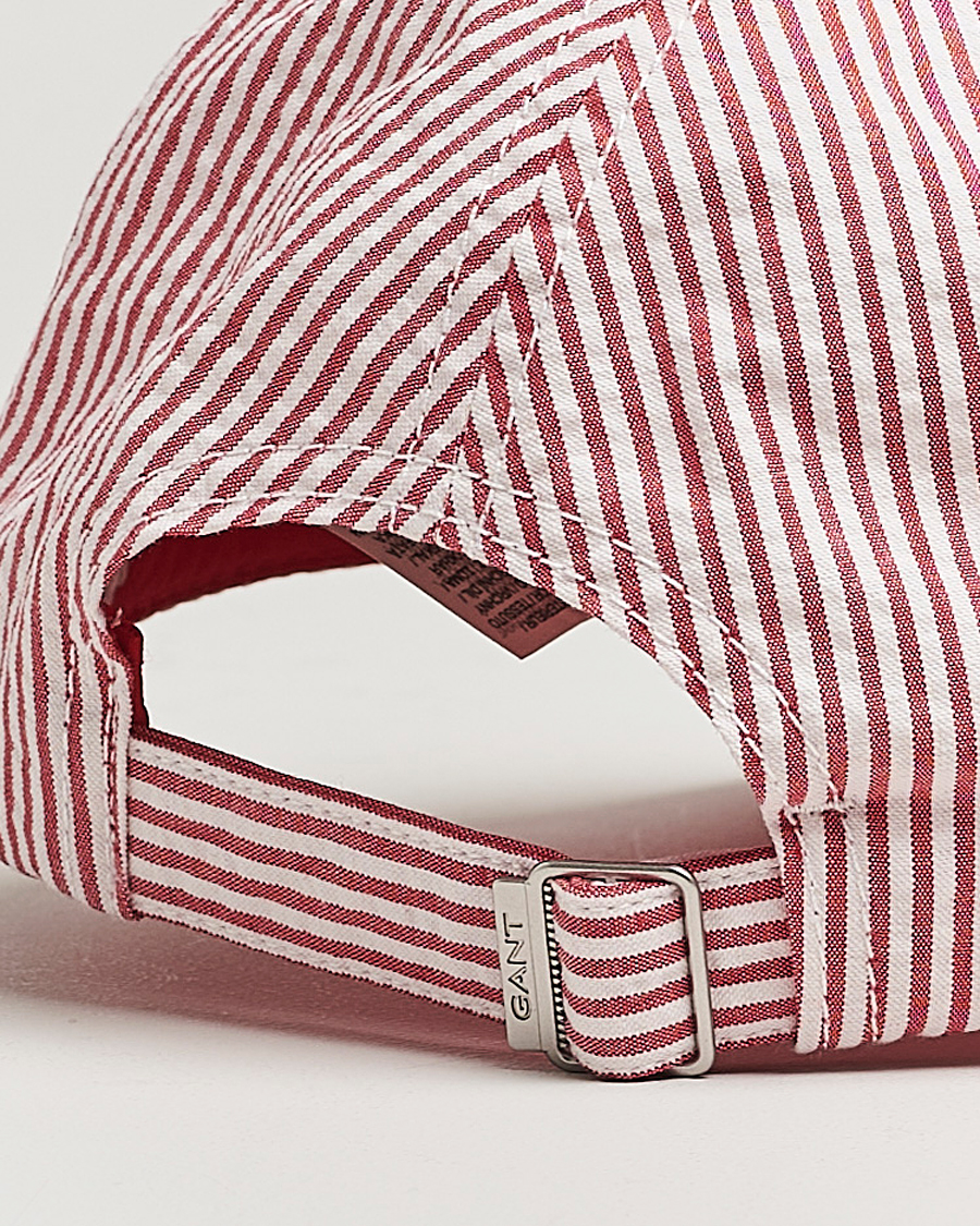 Mies | GANT Striped Seersucker Cap Ruby Red | Gant | Striped Seersucker Cap Ruby Red