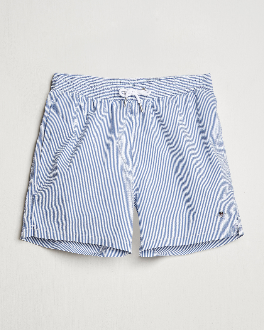 Mies | Uimahousut | GANT | Seersucker Swimshorts Rich Blue