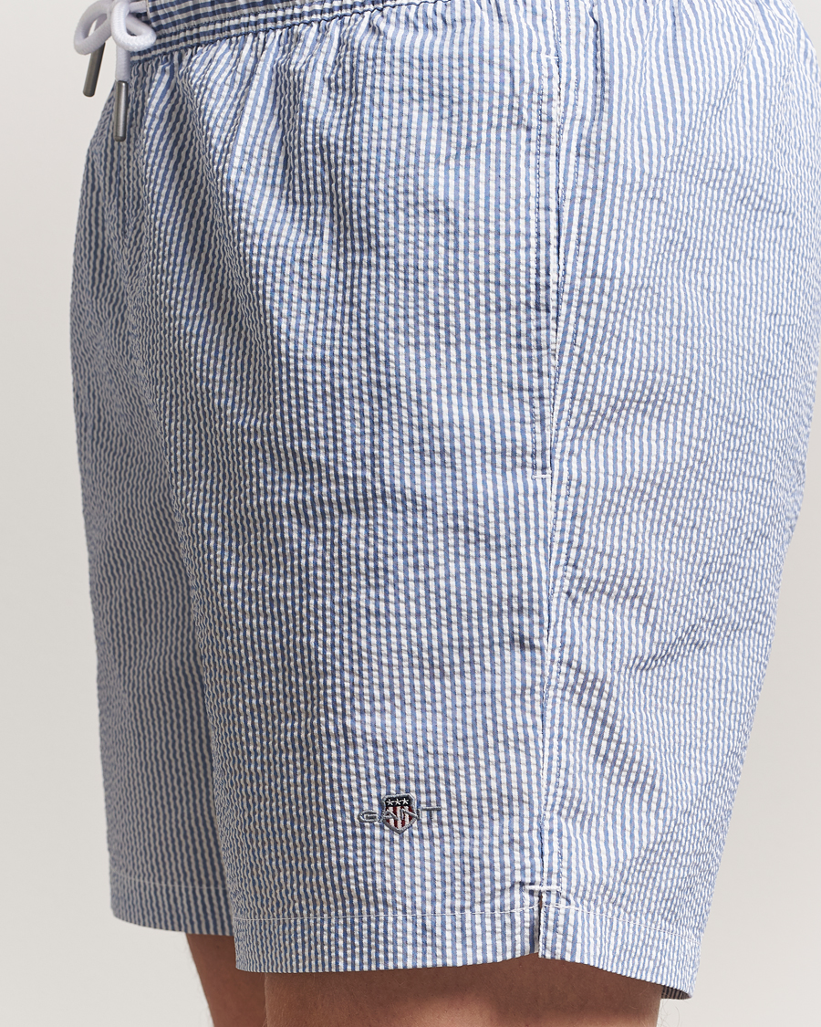 Mies | Uimahousut | GANT | Seersucker Swimshorts Rich Blue