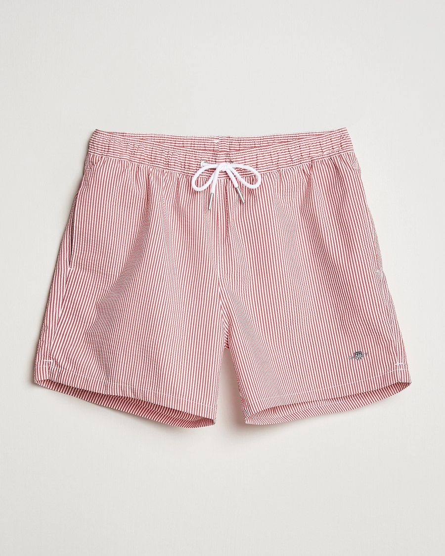 Mies | Uimahousut | GANT | Seersucker Swimshorts Ruby Red