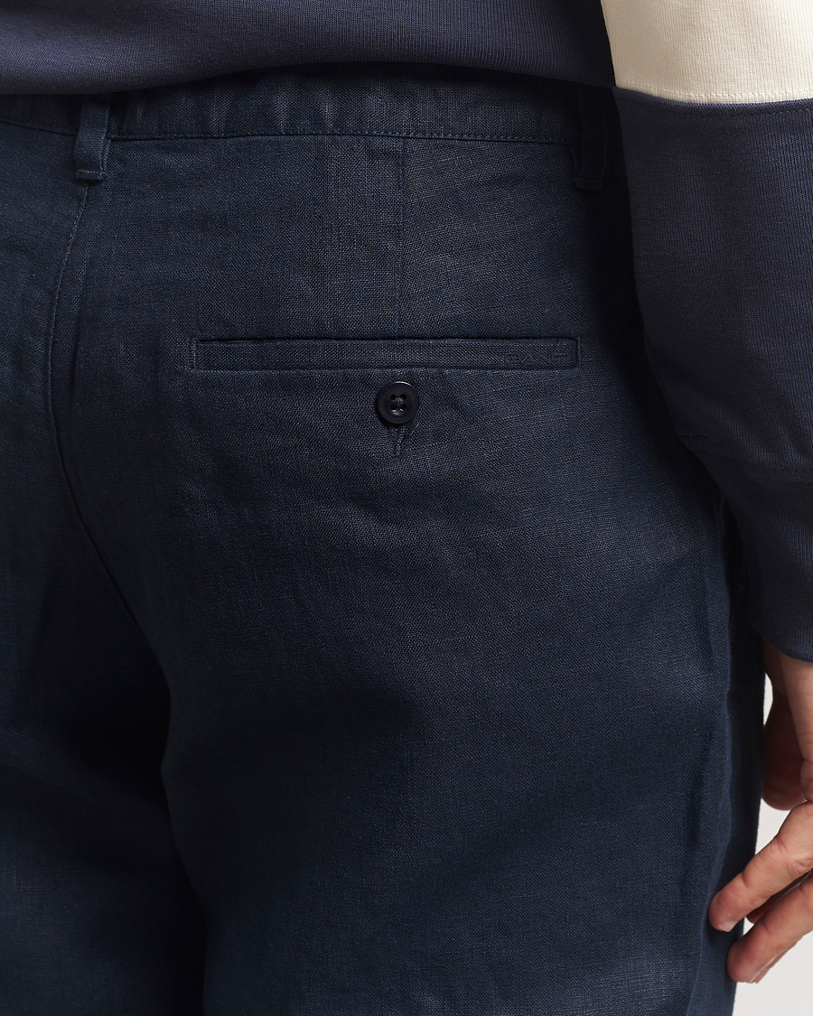 Mies | Housut | GANT | Relaxed Linen Drawstring Pants Evening Blue