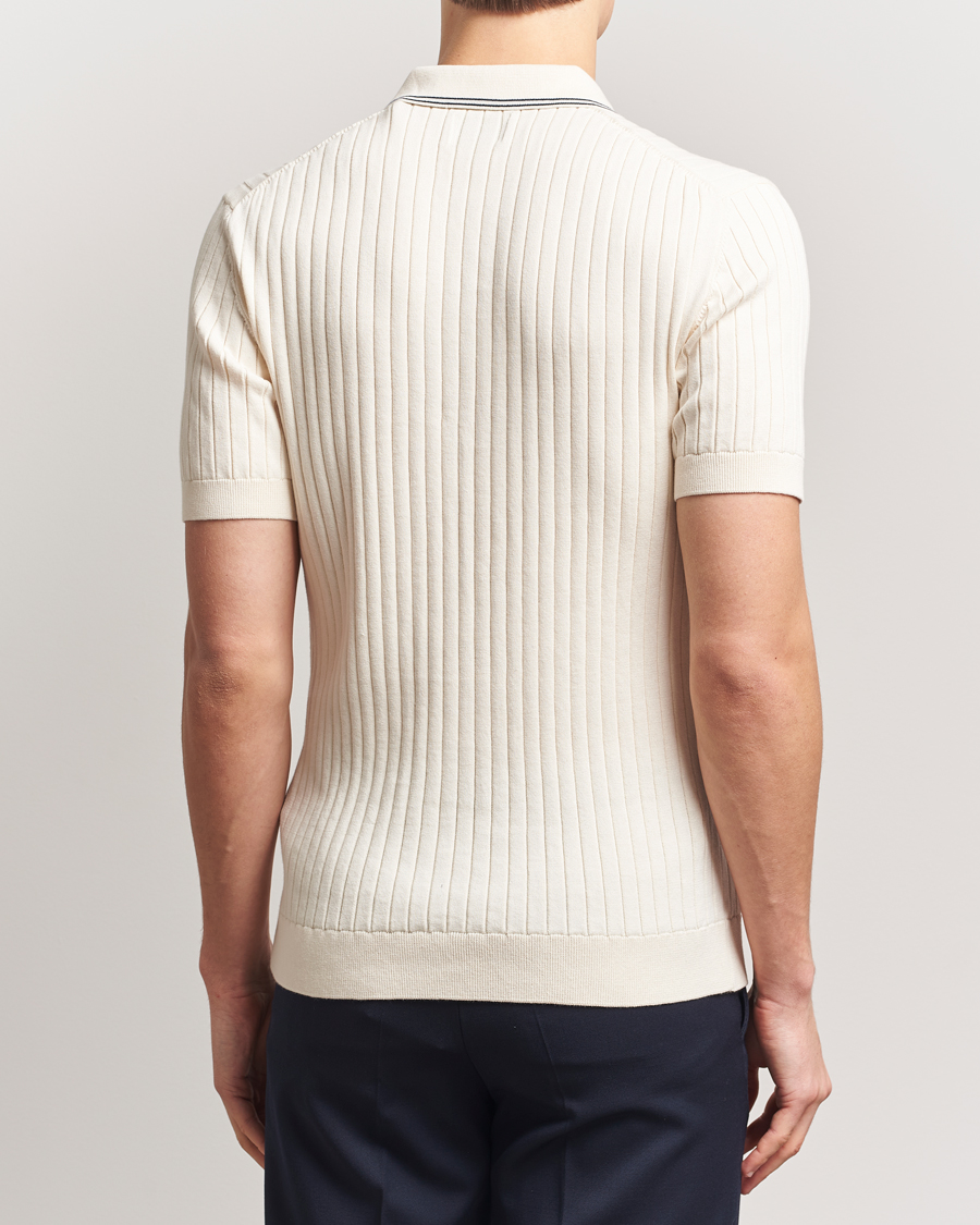 Mies | Pikeet | GANT | Ribbed Cotton Knitted Polo Cream