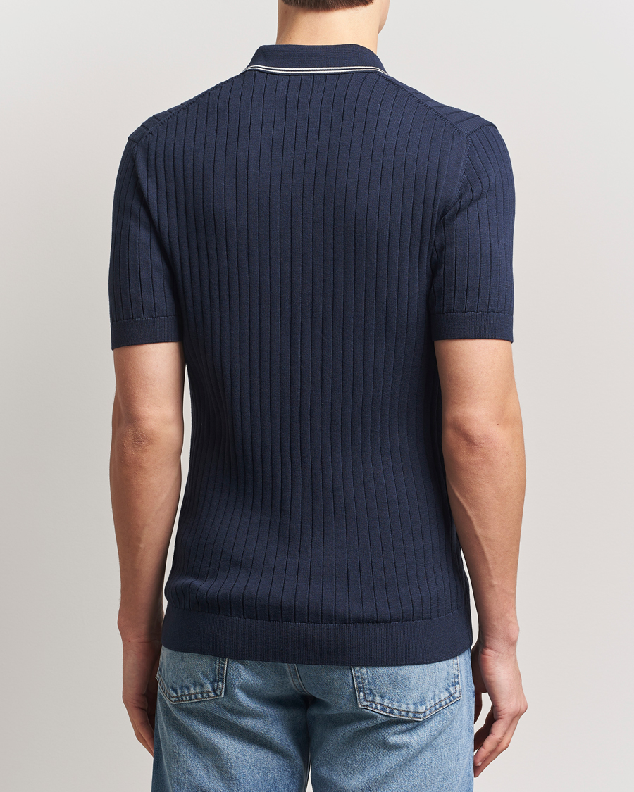 Mies | Pikeet | GANT | Ribbed Cotton Knitted Polo Evening Blue