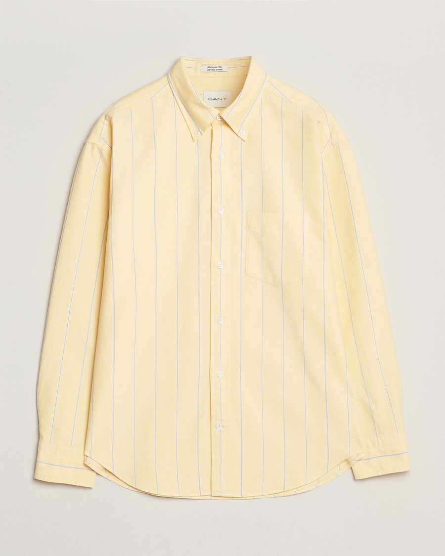 Mies | Kauluspaidat | GANT | Regular Fit Heritage Oxford Striped Shirt Banana Yellow