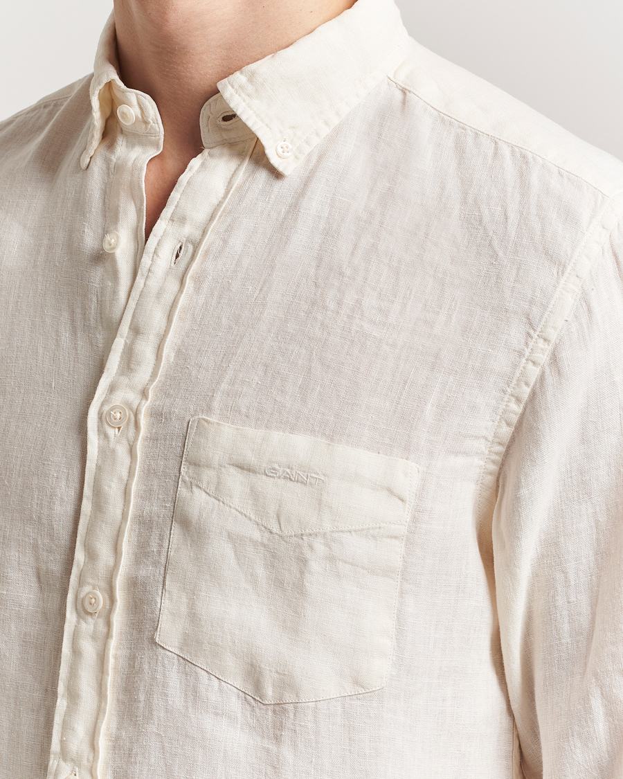 Mies | Kauluspaidat | GANT | Regular Fit Garment Dyed Linen Shirt Cream