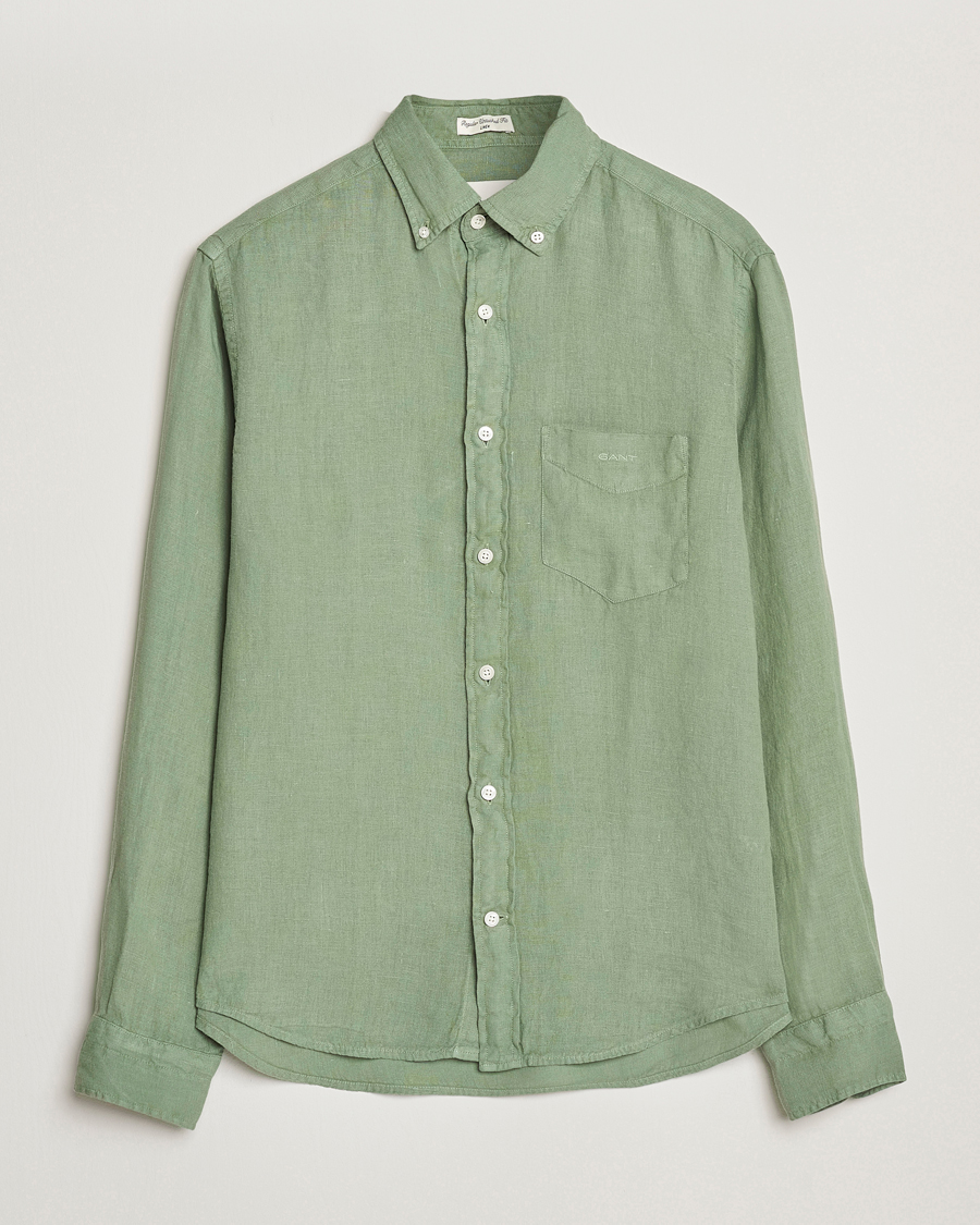 Mies | Kauluspaidat | GANT | Regular Fit Garment Dyed Linen Shirt Kalamata Green