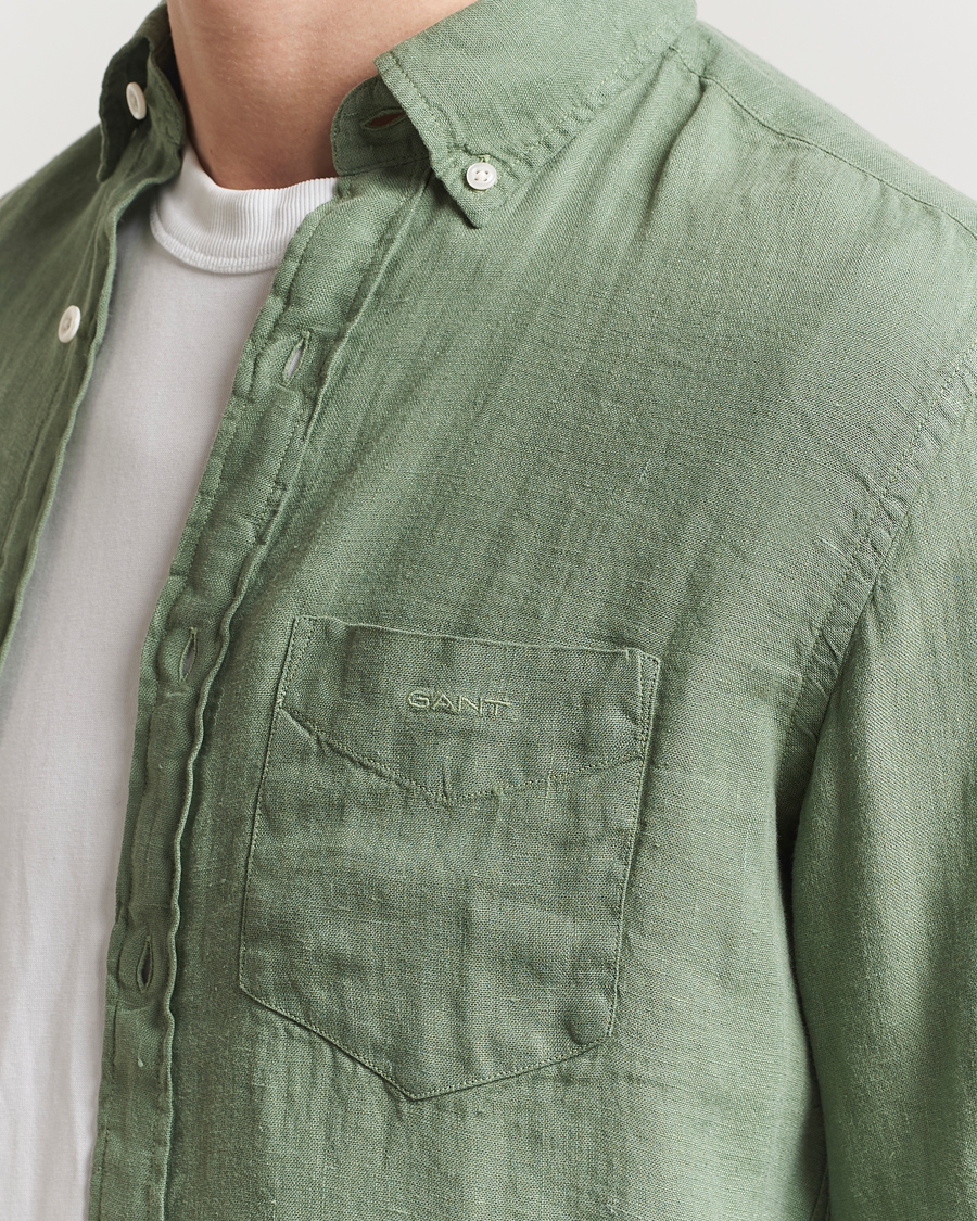Mies | Kauluspaidat | GANT | Regular Fit Garment Dyed Linen Shirt Kalamata Green