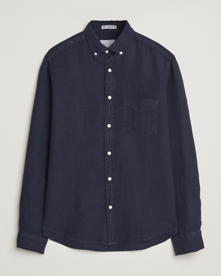 Mies | Kauluspaidat | GANT | Regular Fit Garment Dyed Linen Shirt Evening Blue