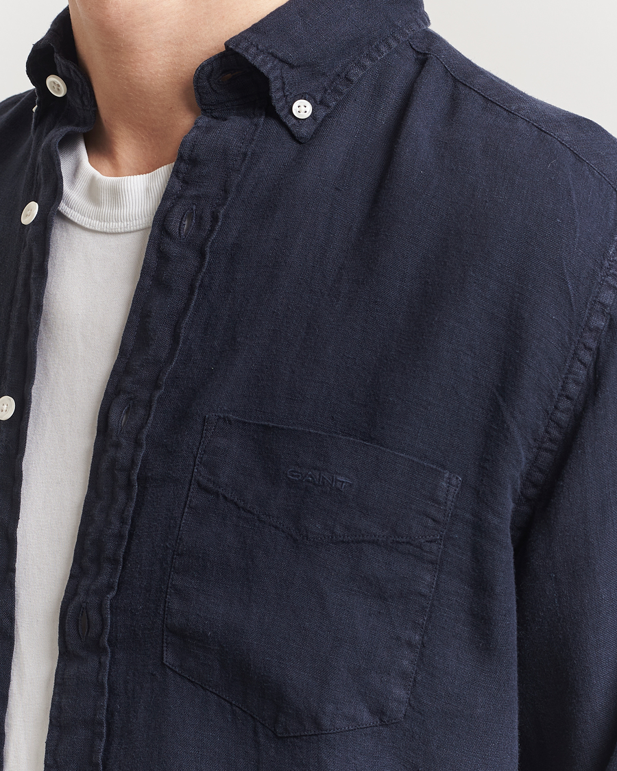 Mies | Kauluspaidat | GANT | Regular Fit Garment Dyed Linen Shirt Evening Blue