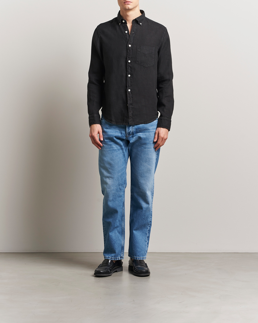 Mies | Kauluspaidat | Gant | Regular Fit Garment Dyed Linen Shirt Black