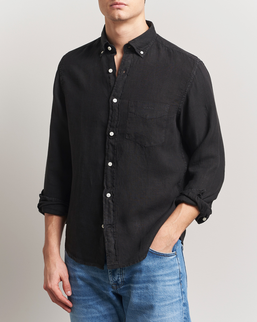 Mies | Kauluspaidat | Gant | Regular Fit Garment Dyed Linen Shirt Black