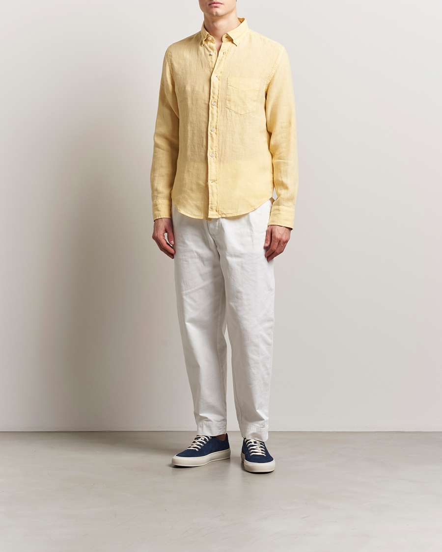 Mies | Kauluspaidat | Gant | Regular Fit Garment Dyed Linen Shirt Dusty Yellow