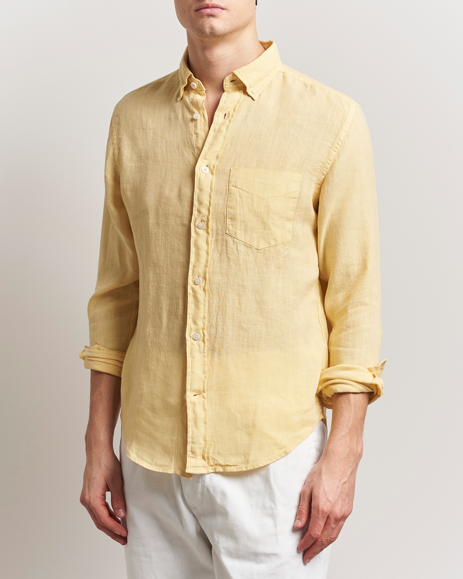 Mies | Kauluspaidat | Gant | Regular Fit Garment Dyed Linen Shirt Dusty Yellow