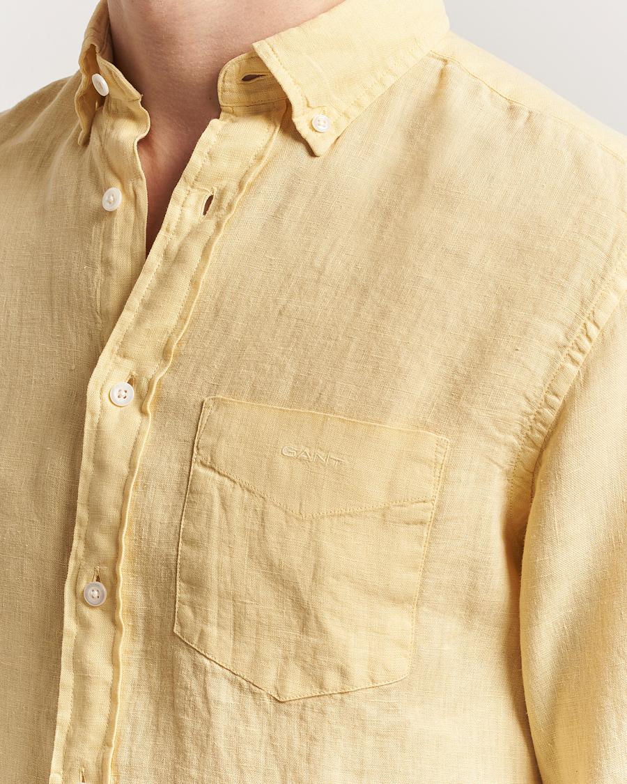 Mies | Kauluspaidat | Gant | Regular Fit Garment Dyed Linen Shirt Dusty Yellow