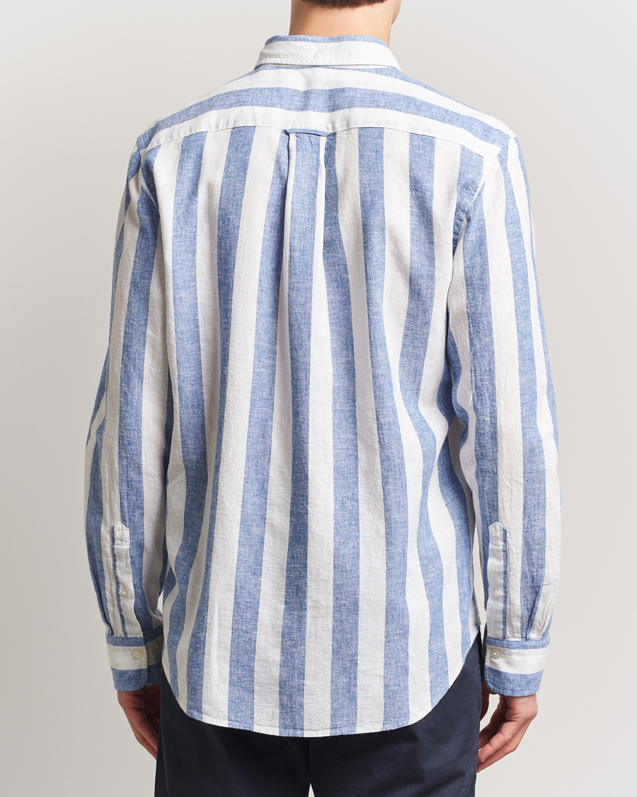 Mies | Kauluspaidat | GANT | Cotton/Linen Wide Striped Shirt Rich Blue