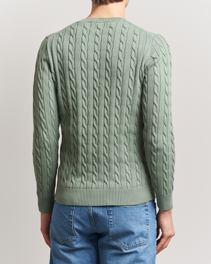 Mies | Puserot | GANT | Cotton Cable Crew Neck Pullover Kalamata Green