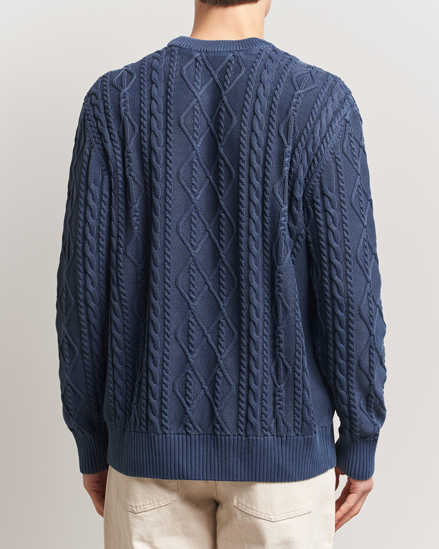 Mies | Puserot | GANT | Aran Cable Knitted Sweater Evening Blue