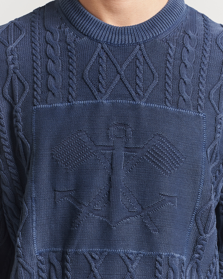 Mies | Puserot | GANT | Aran Cable Knitted Sweater Evening Blue