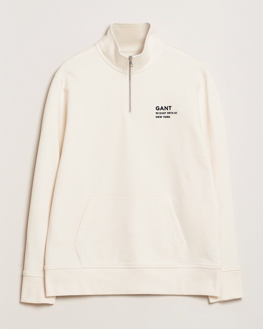 Mies | Puserot | GANT | Script Graphic Half Zip Sweater Cream