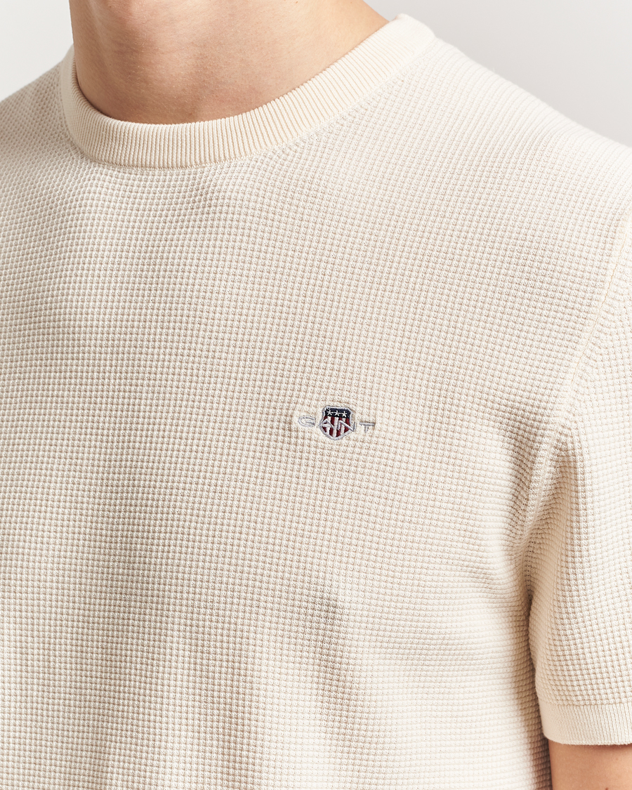 Mies | T-paidat | GANT | Micro Textured Crew Neck T-shirt Cream