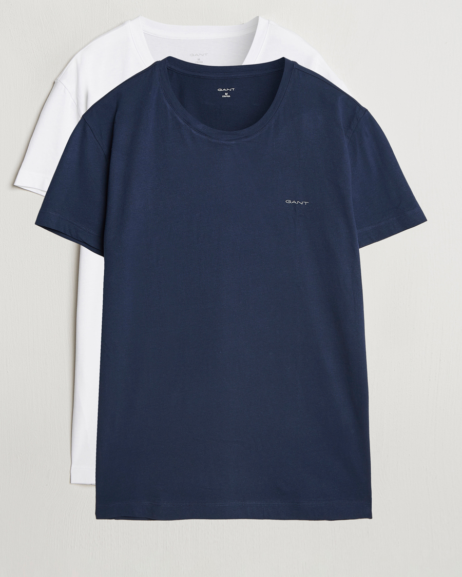 Mies | T-paidat | Gant | 2-Pack Crew Neck T-Shirt Navy/White