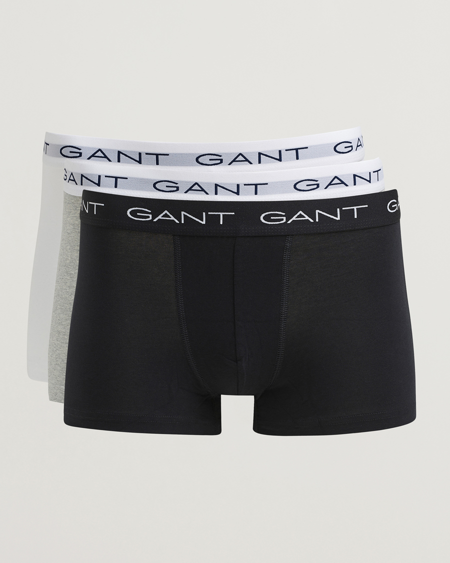 Mies | Alusvaatteet | Gant | 3-Pack Trunks Light Grey Melange/Black/White