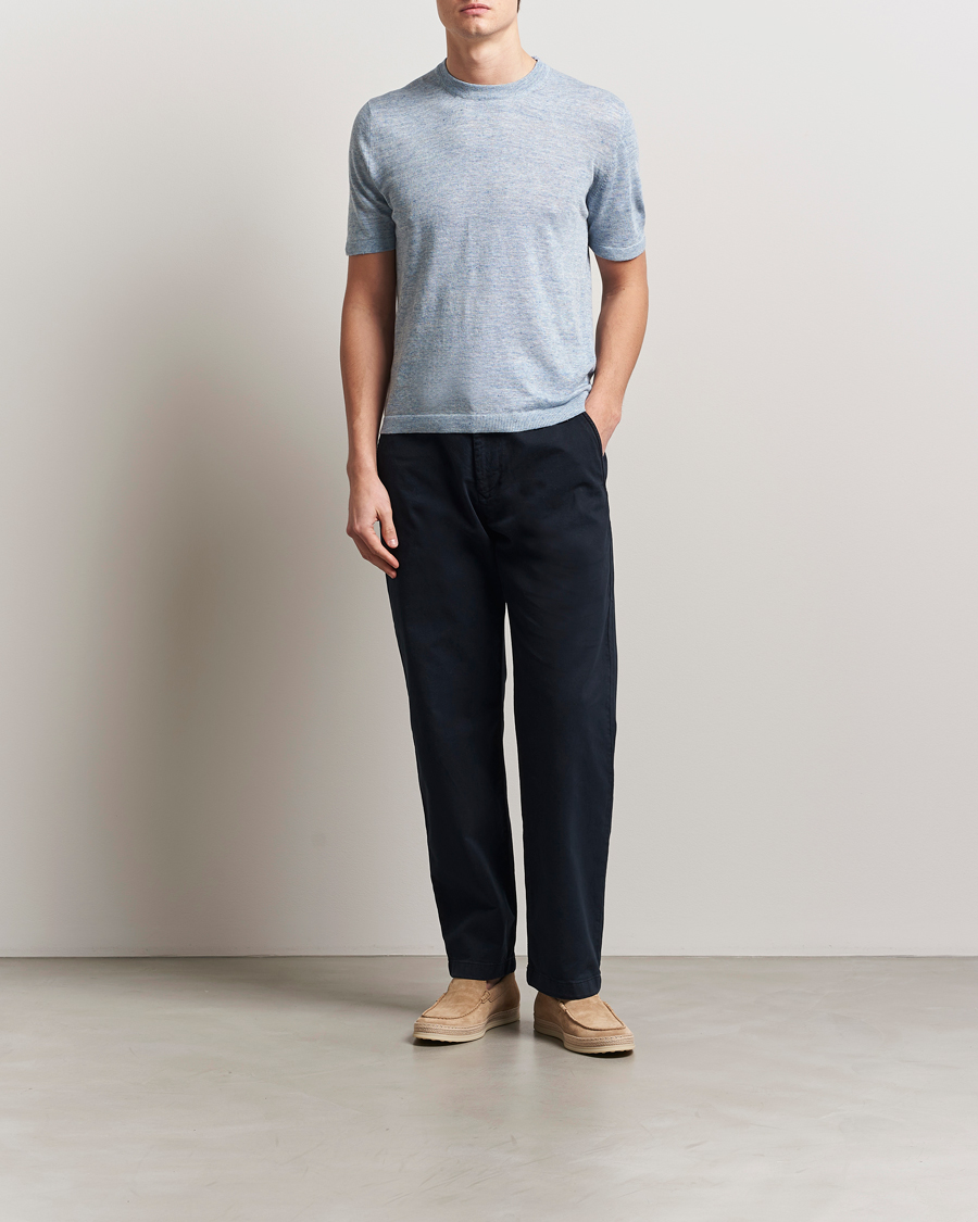 Mies | T-paidat | Altea | Cotton/Linen Short Sleeve T-Shirt Light Blue