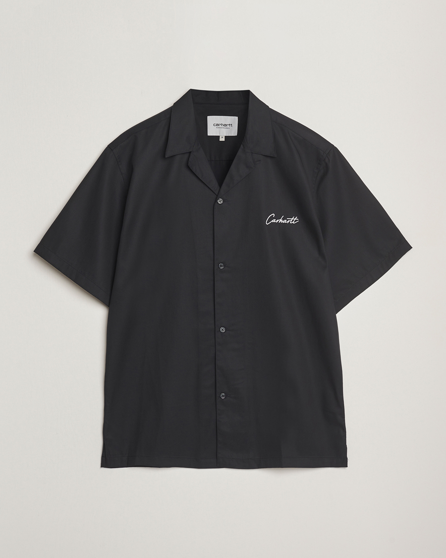Mies | Kauluspaidat | Carhartt WIP | Short Sleeve Cotton/Tencel Delrey Shirt Black/White