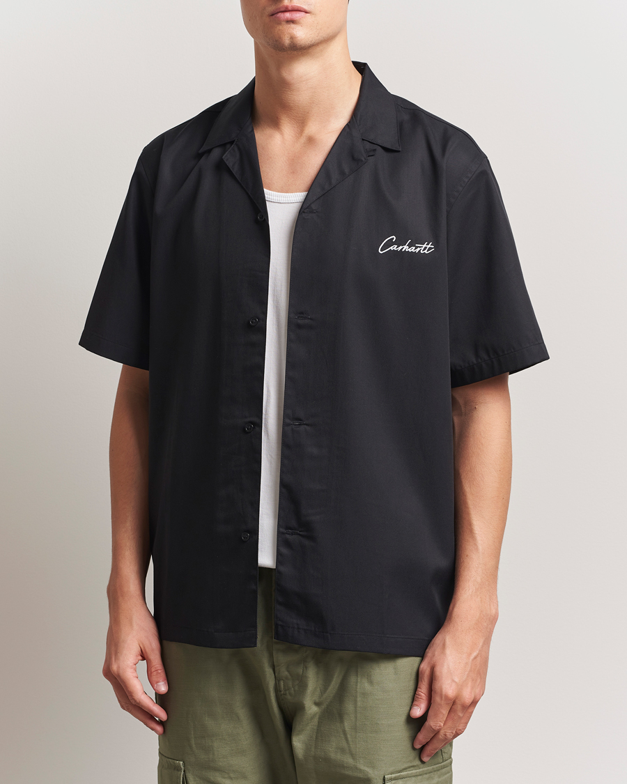 Mies | Kauluspaidat | Carhartt WIP | Short Sleeve Cotton/Tencel Delrey Shirt Black/White