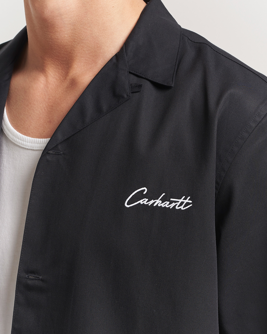 Mies | Kauluspaidat | Carhartt WIP | Short Sleeve Cotton/Tencel Delrey Shirt Black/White