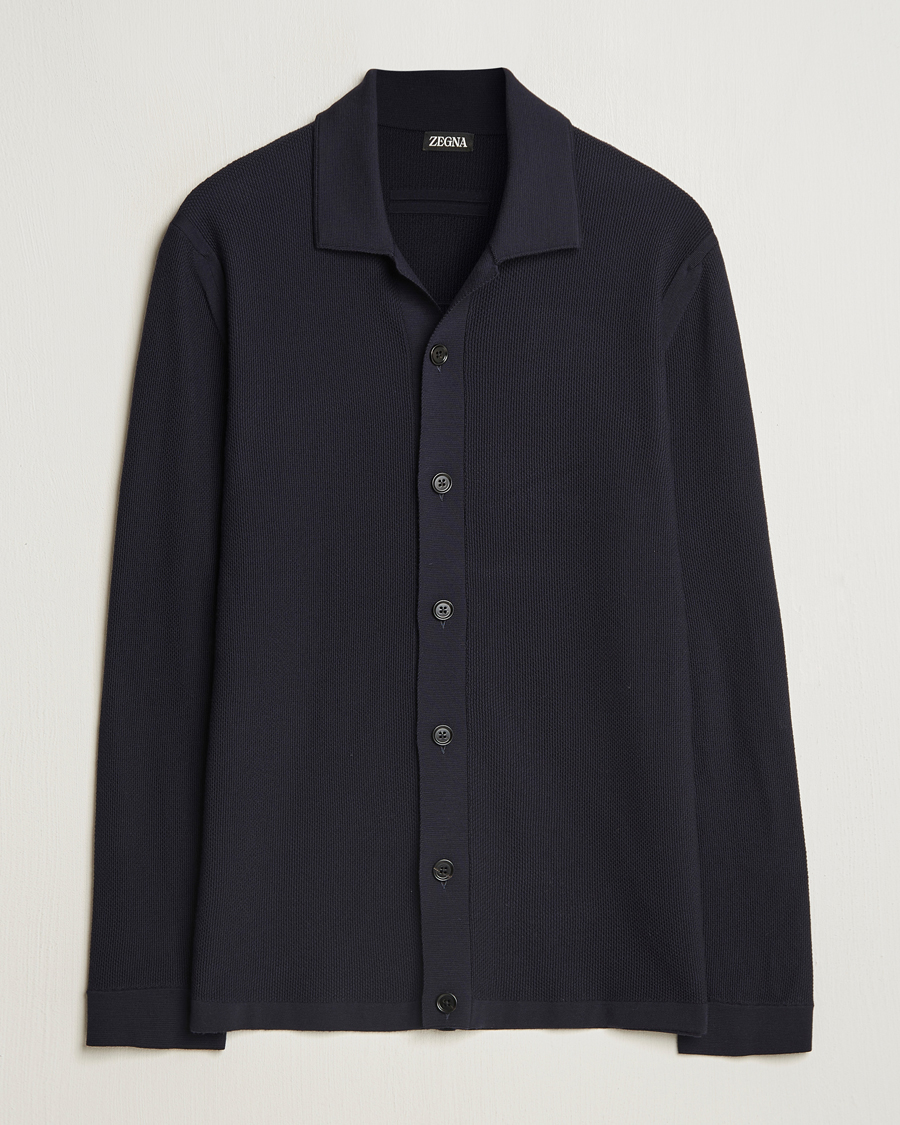 Mies | Puserot | Zegna | Structured Wool Cardigan Navy