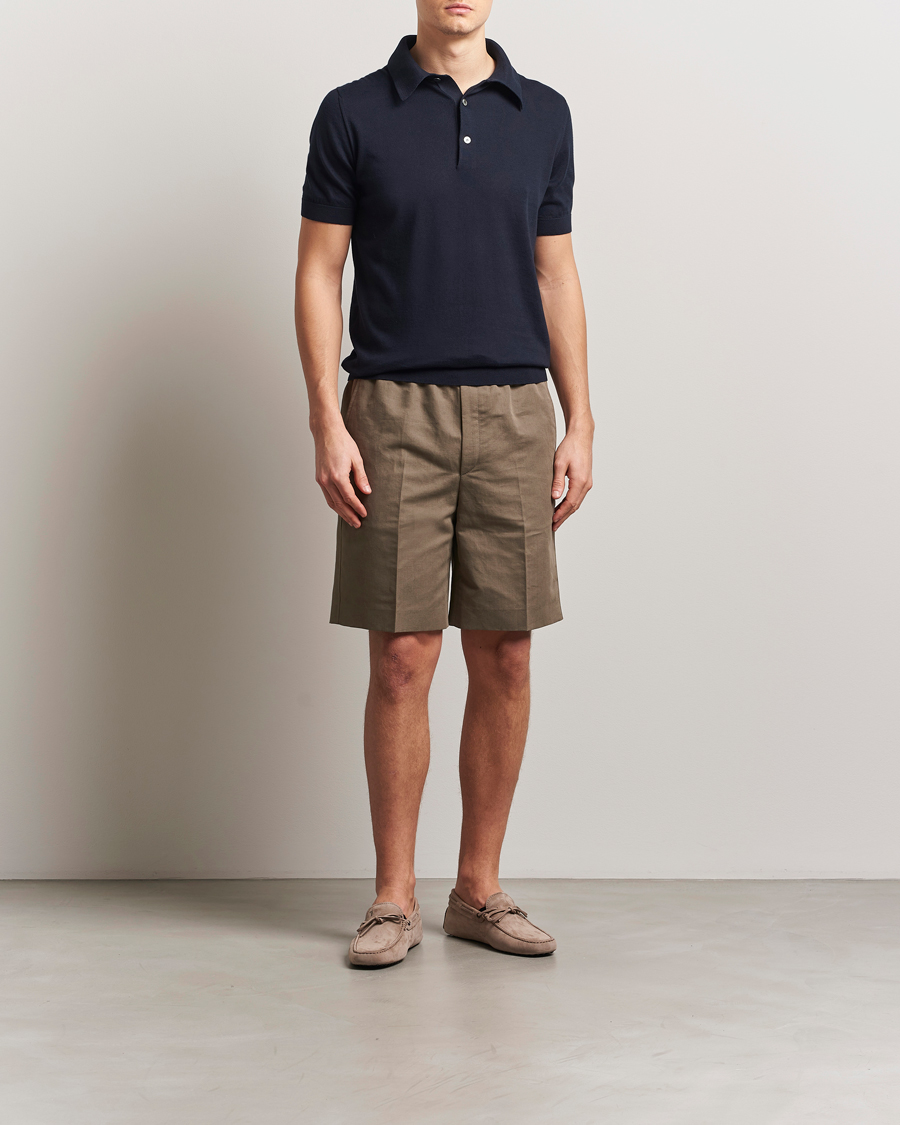 Mies | Puserot | Zegna | Premium Cotton Knitted Polo Navy